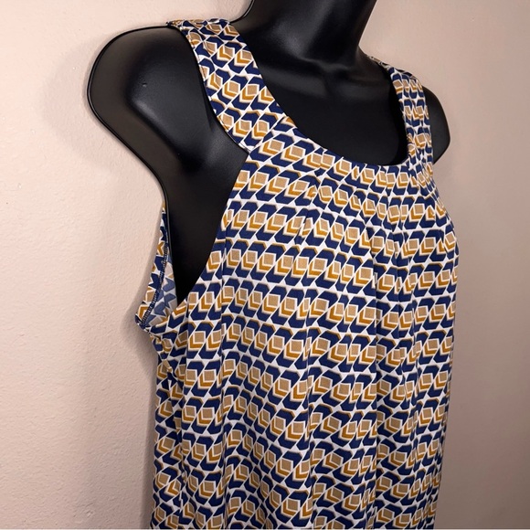 Large Stitch Collection Sleeveless Blouse Blue Orange White Geometric Boho - Picture 10 of 14